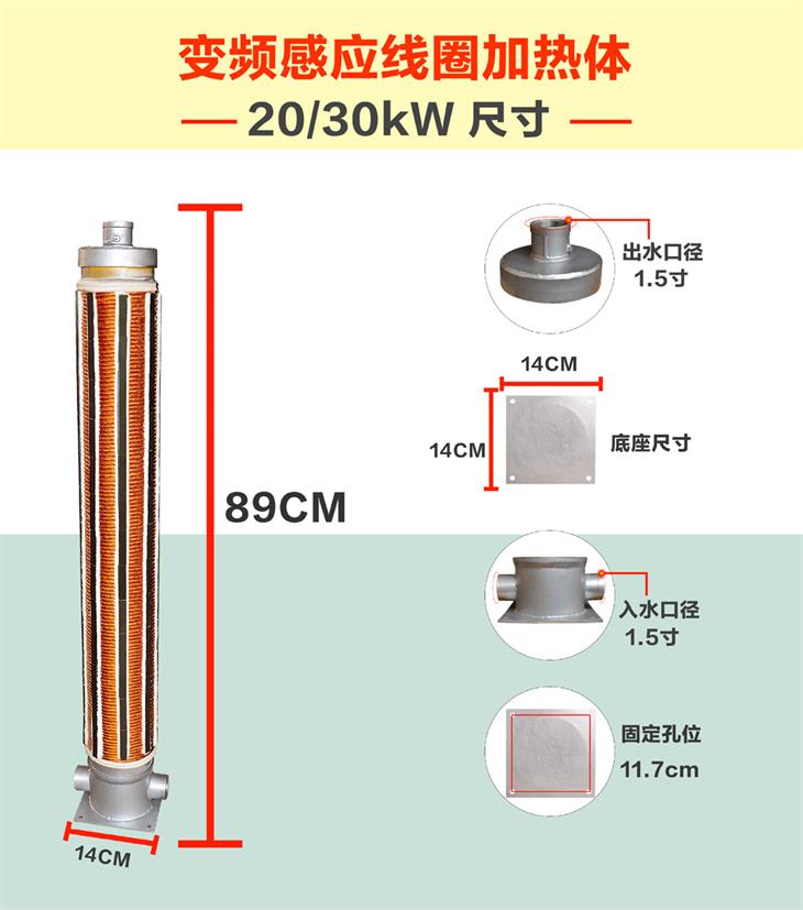 20/30KW电磁采暖炉线圈加热体尺寸